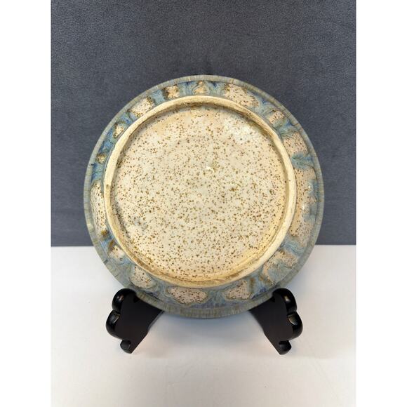 Handmade Pottery Bowl Blue Glazed 8” Diameter  2” Tall - Picture 3 of 7